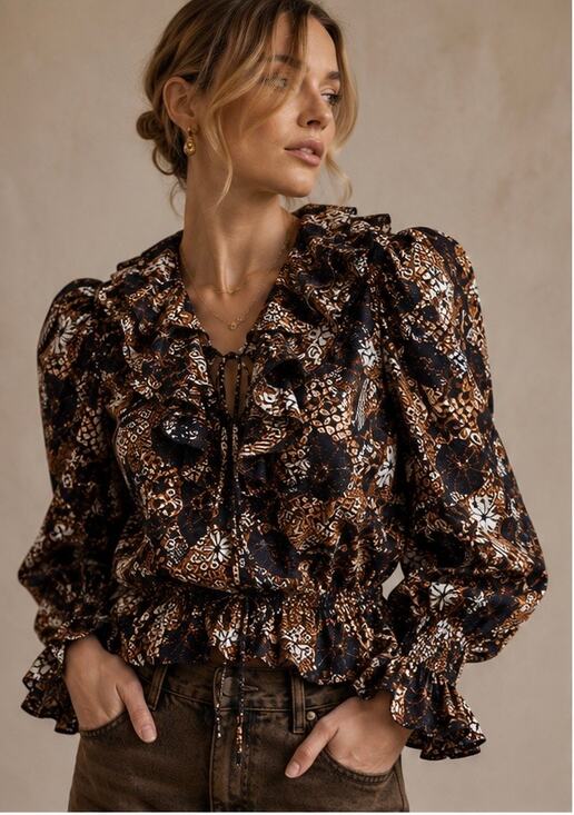 Ulla Johnson Tops - NWT Ulla Johnson Kalila Bronze Ruffle Peplum Cotton Blouse Size 6